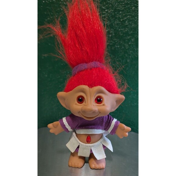 GTI Treasure Troll Cheerleader Red Hair Eyes Gem PR Outfit Vintage 1998 - Picture 1 of 5
